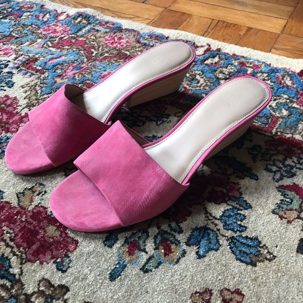 Botkier block heel hot pink suede Carlie mules